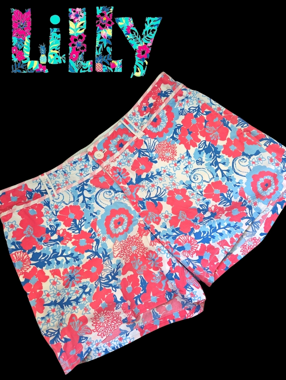 *1294 Lilly Pullitzer Palm Beach Fit floral shorts Women size 8 used once